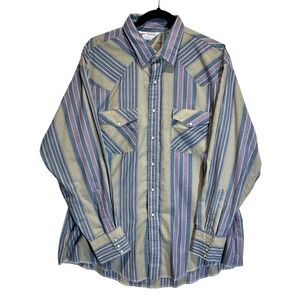 Vintage Dale's Western Shirt Men‎ XL Stripe Cotton Pearl Snap Cowboy Rodeo